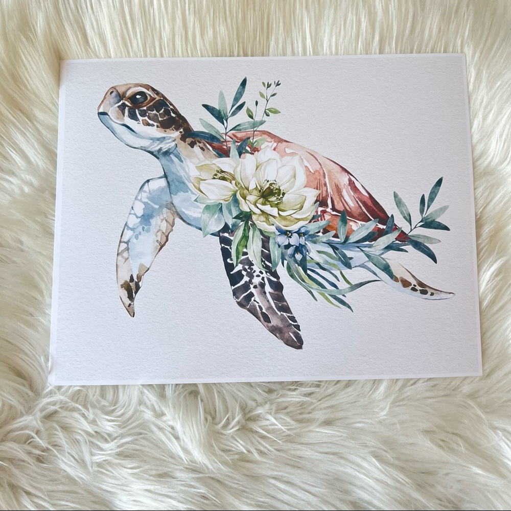 Wall Art Watercolor Sea Turtle Print Poster Unframed - Picture 14 of 15